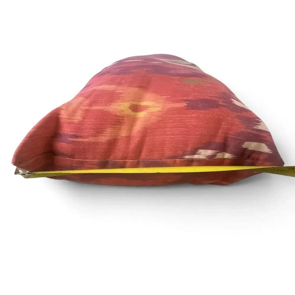 Pottery Barn Ikat Lumbar Pillow 26x18 Boho Global Coral Accent Pillow Southwest